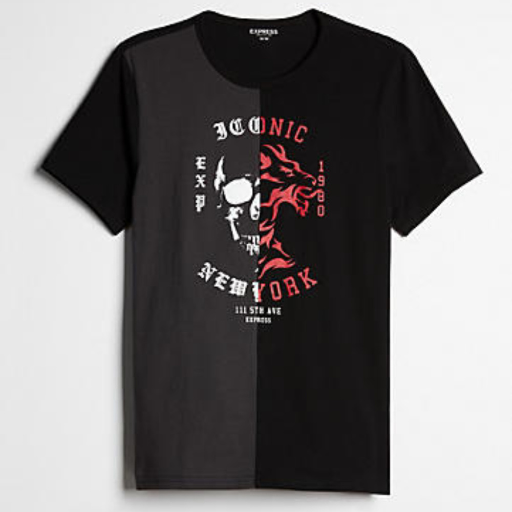 Express skull lion graphic tee